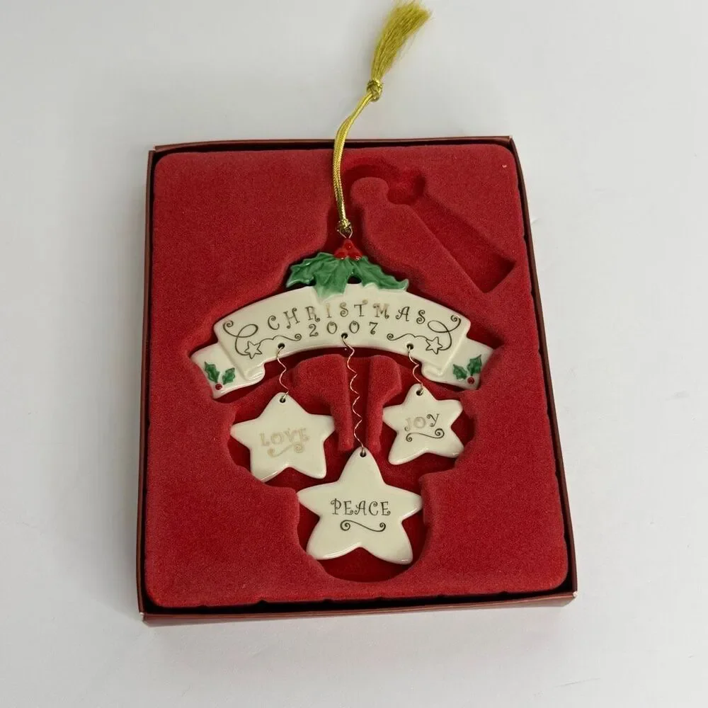 Lenox Christmas 2007 Starry Wishes Ornament Love Joy Peace Porcelain in Orig Box